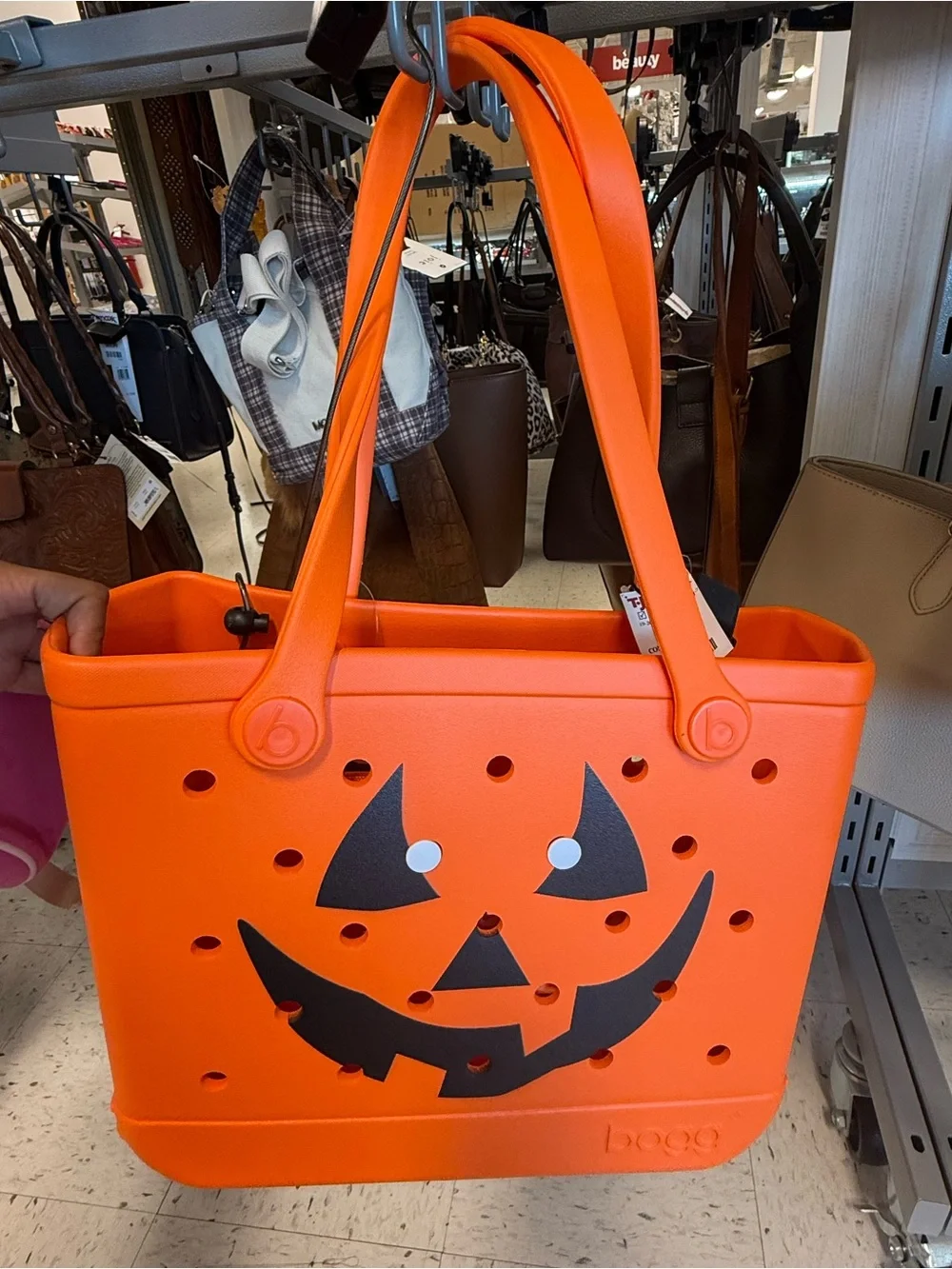 Orange Halloween Pumpkin jack-o’-lantern croc like Tote Bag